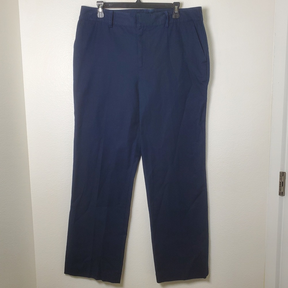 Lauren Ralph Lauren Navy Blue Cotton Trouser Pants Straight Leg Womens Size 14 - Picture 10 of 10